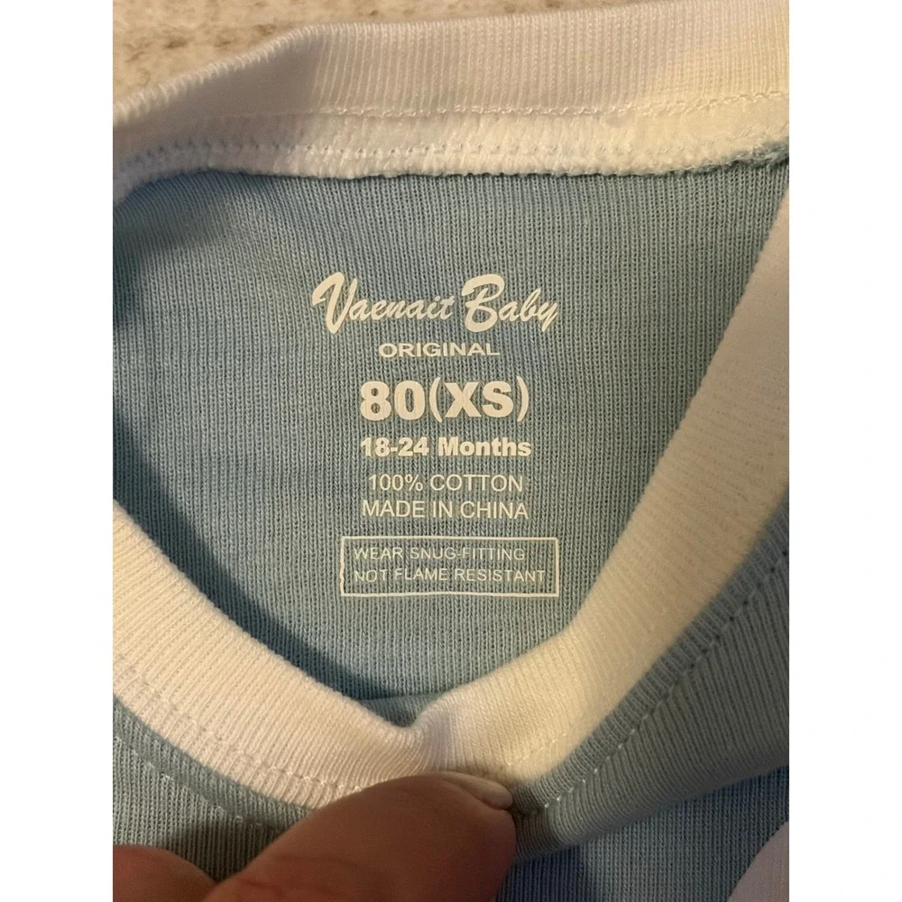 Vaenait Baby Blue‎ Bunny Rabbit Pajama Set Short Sleeve Snug Fit 2PC NEW 18-24m